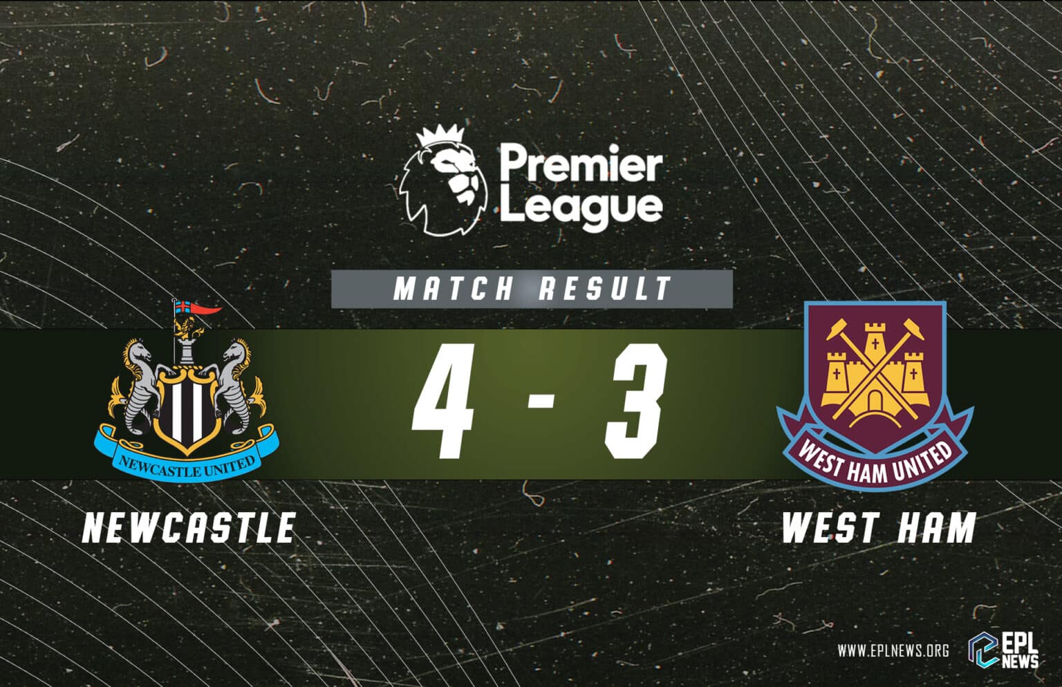 Relatório Newcastle x West Ham 4-3