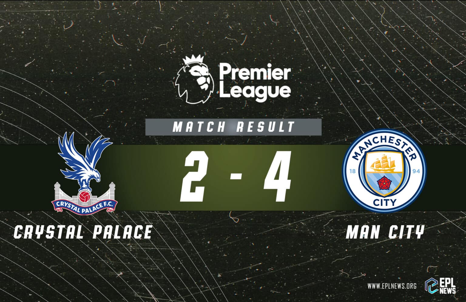 Relatório Crystal Palace x Manchester City