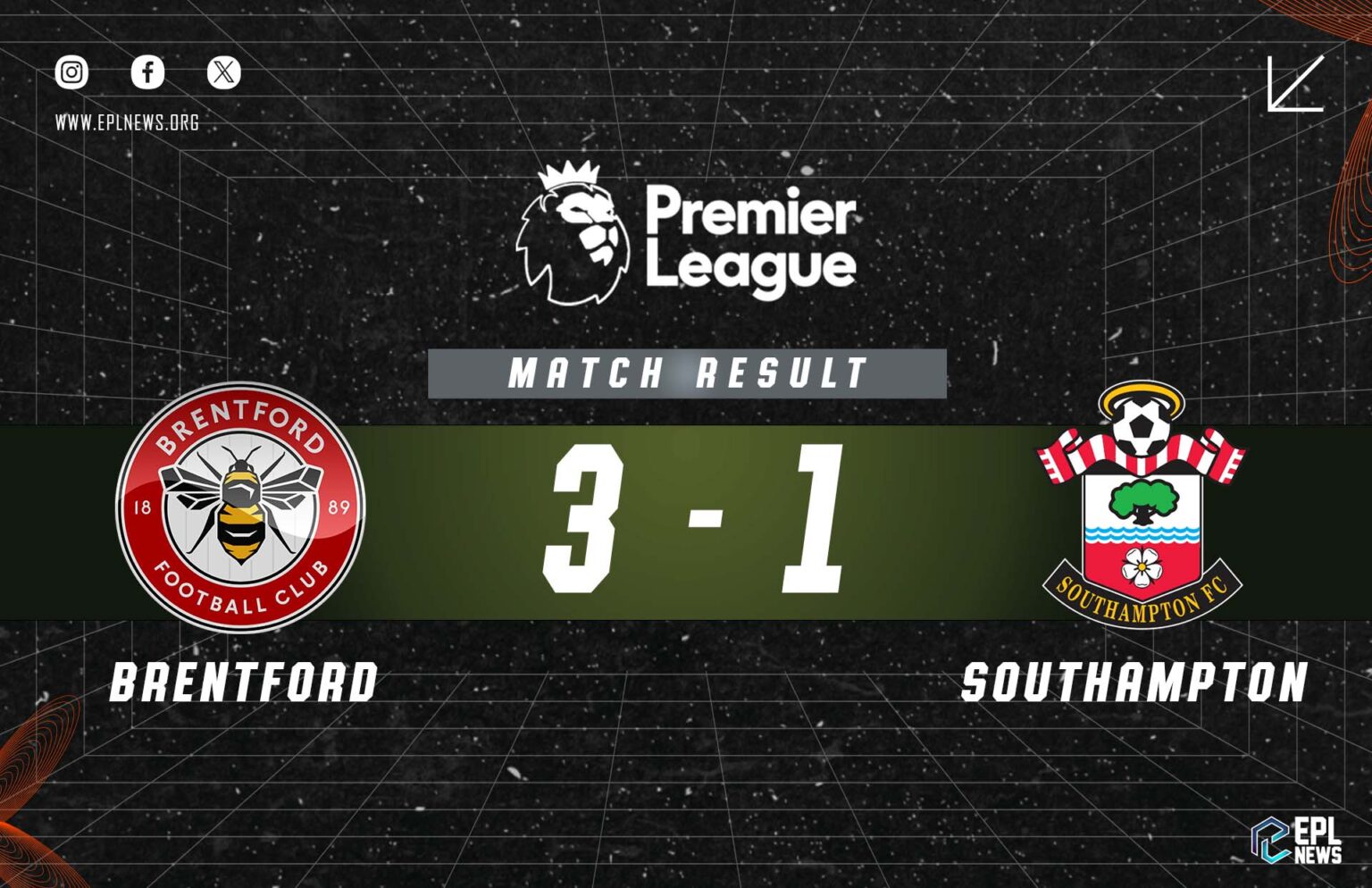 Brentford vs Southampton 3-1 Relatório