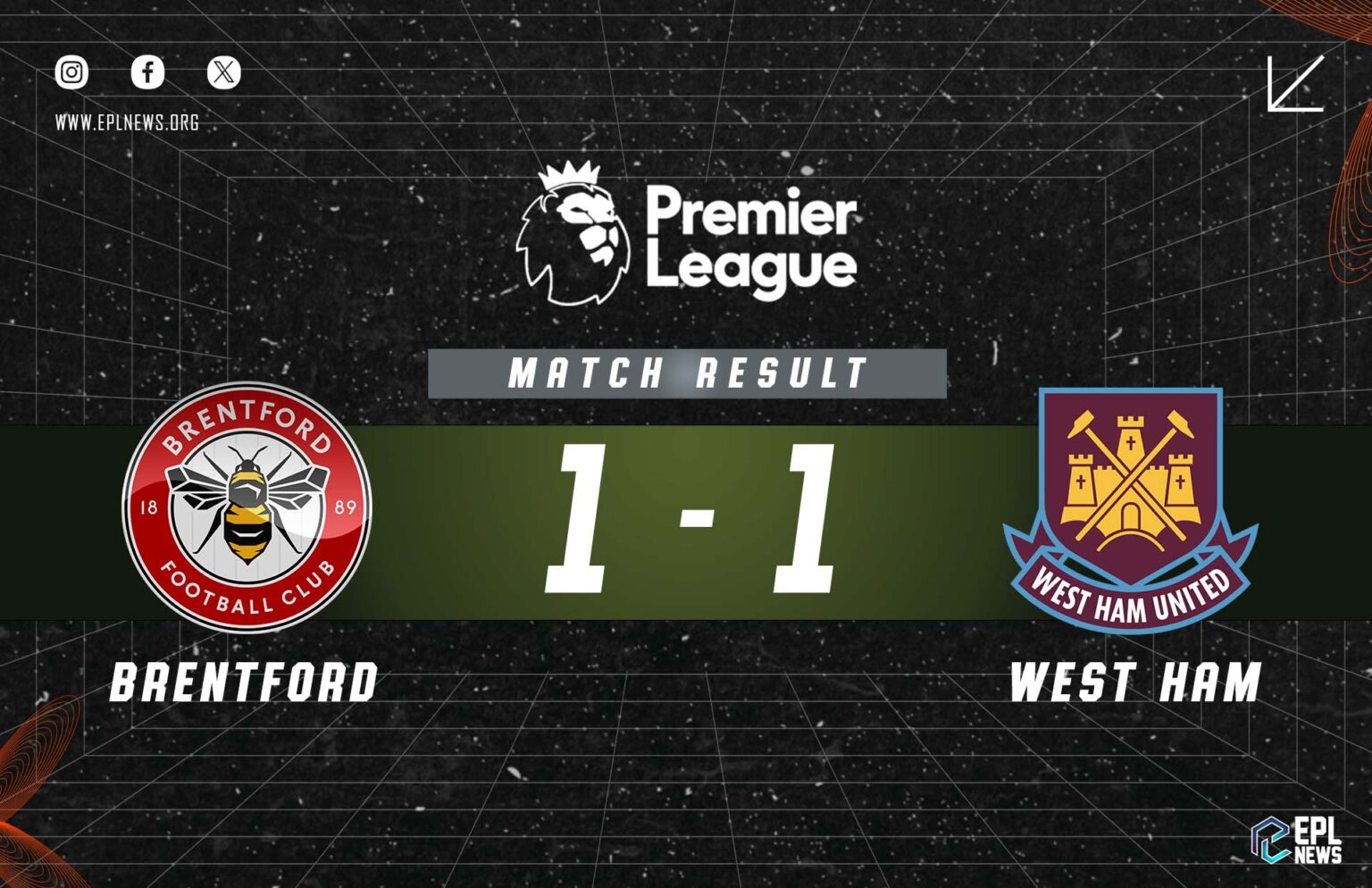 Relatório Brentford x West Ham 1-1