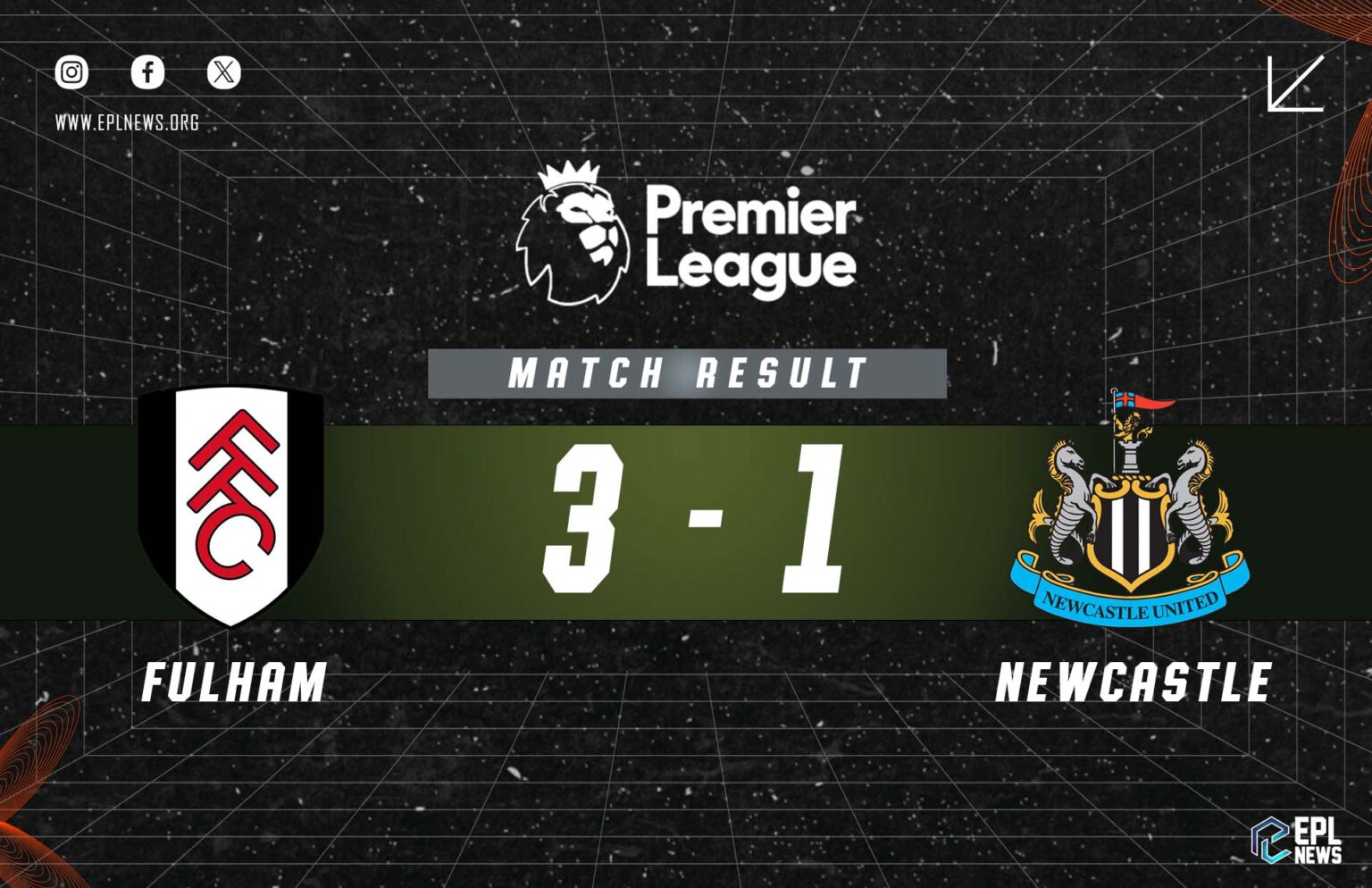 Fulham vs Newcastle 3-1 Relatório