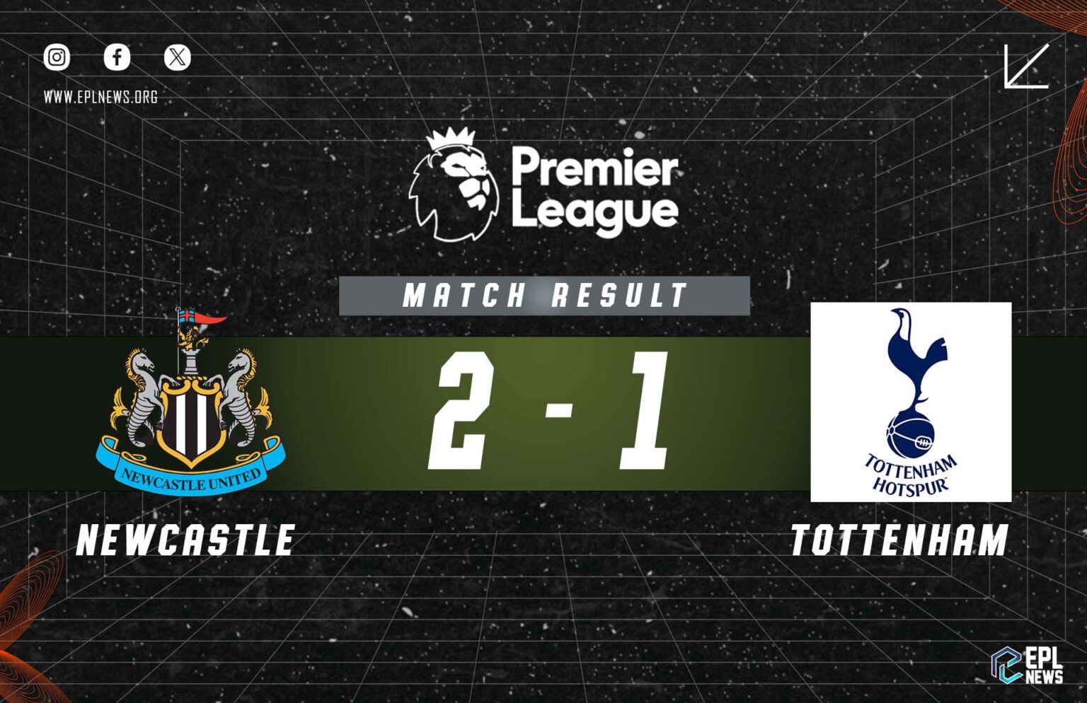 Newcastle vs Tottenham 2-1 Relatório