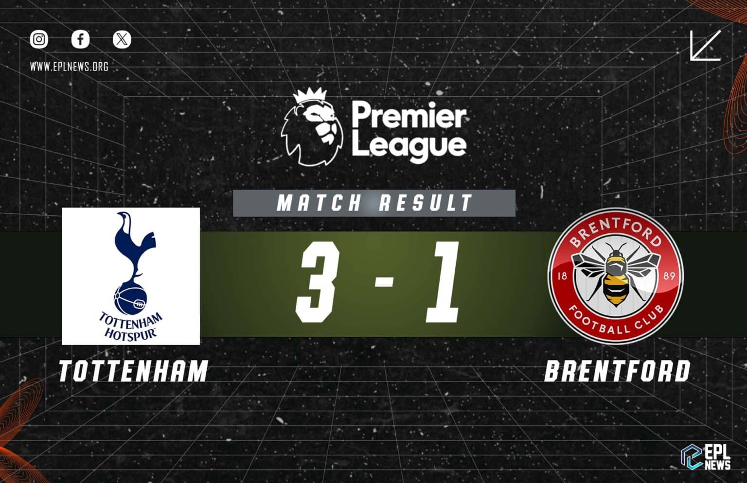 Tottenham vs Brentford 3-1 Relatório