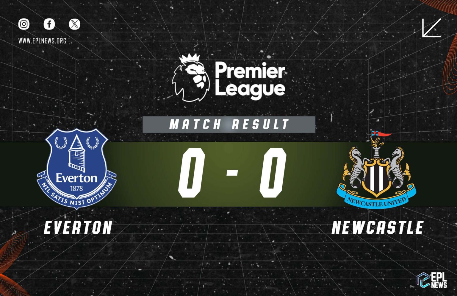 Everton x Newcastle 0-0 Relatório