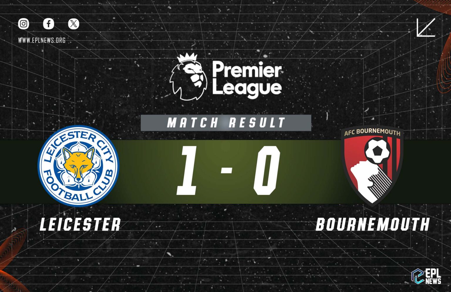 Leicester vs Bournemouth 1-0 Relatório