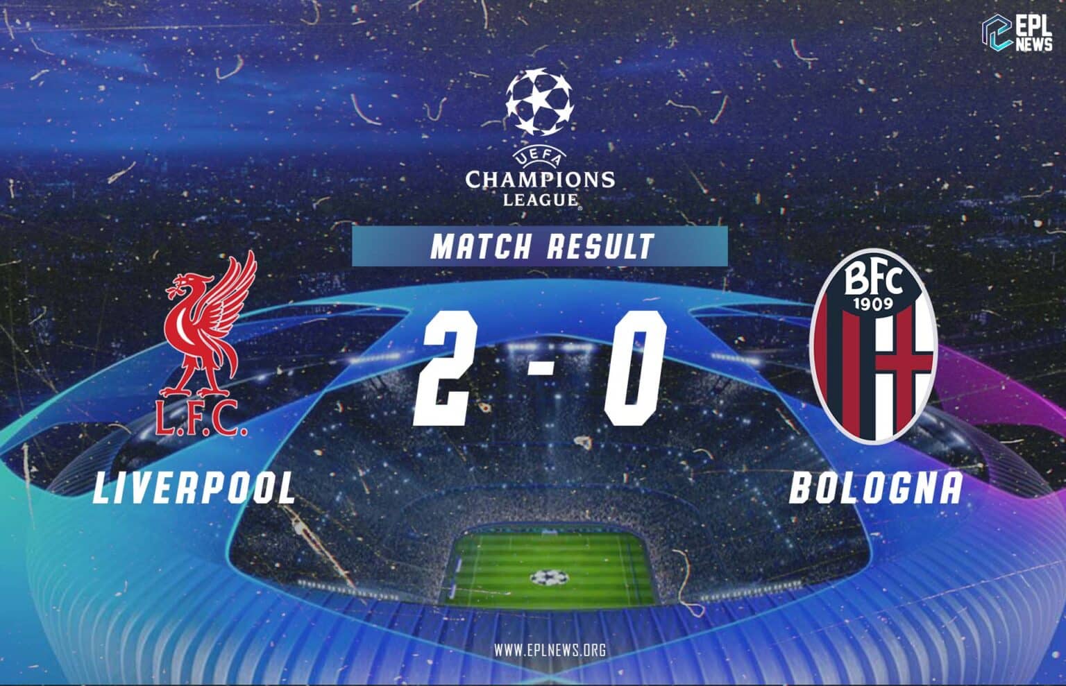 Liverpool x Bologna 2-0 Relatório